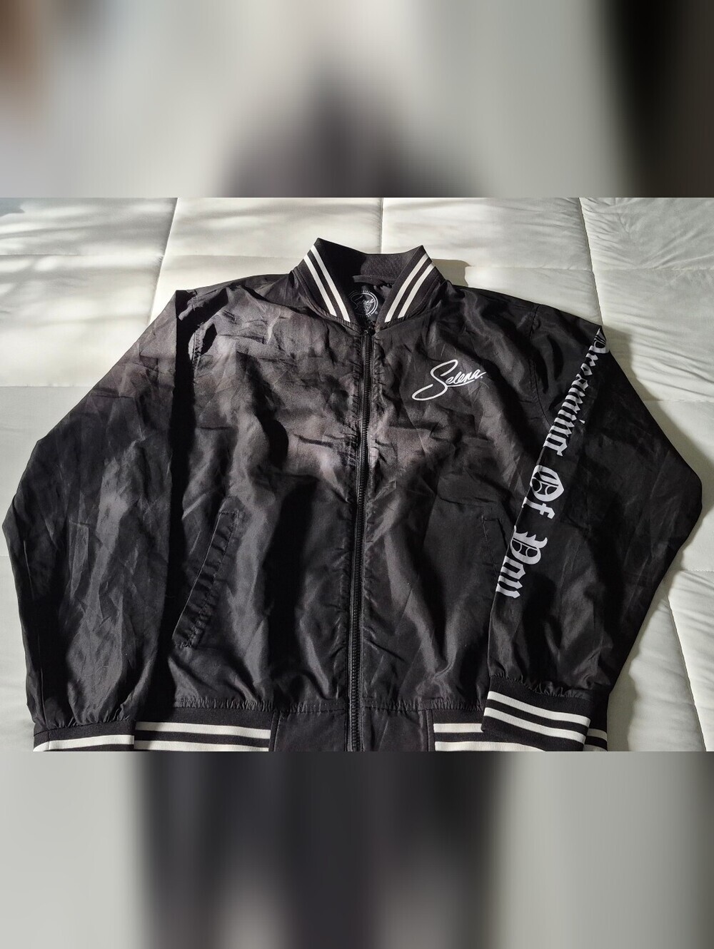 Selena Black Varsity-Style Bomber Jacket for Men